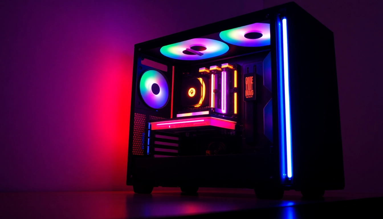Showcase of a modern gaming pc case featuring RGB lighting and sleek design for optimal performance.