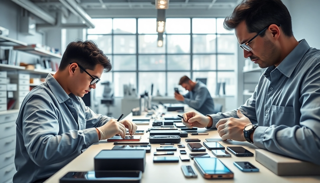 Riparazione cellulare professionale a Torino con tecnici esperti al lavoro.