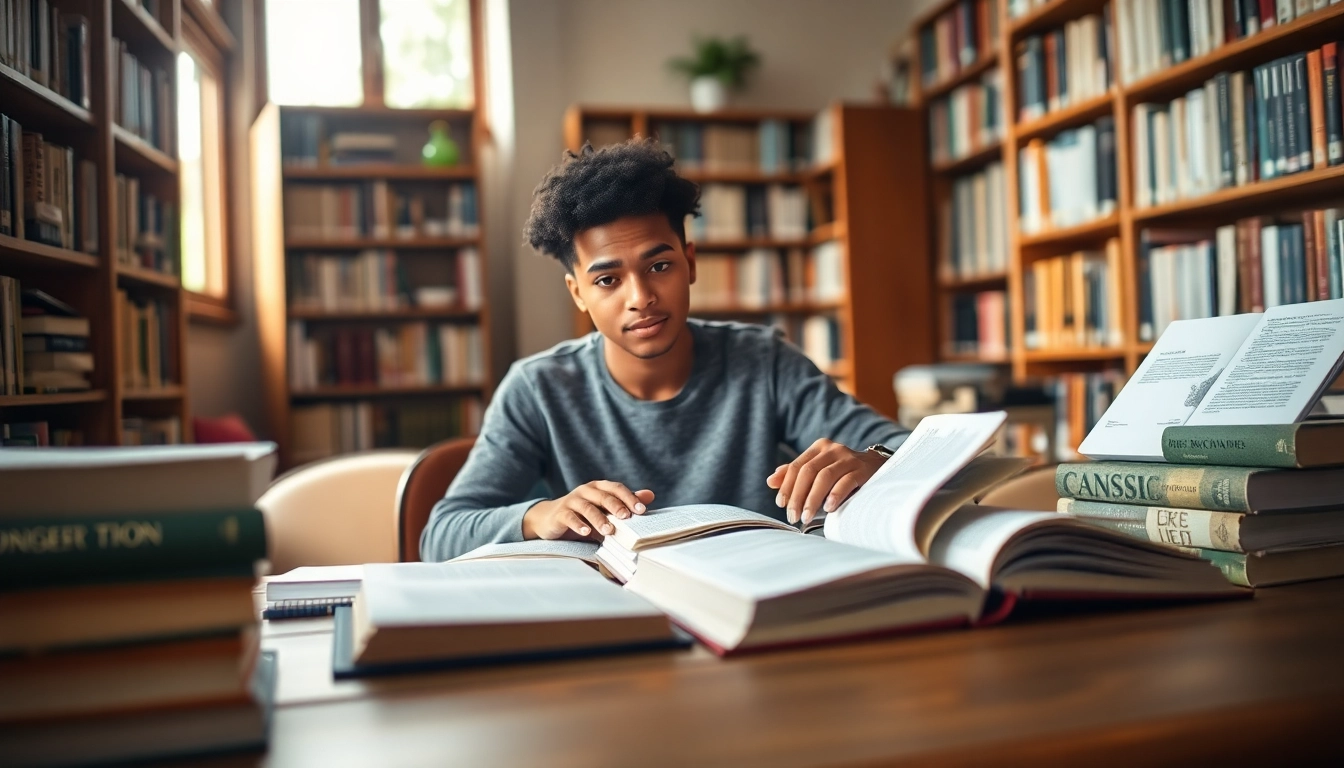 Studying Level 4 counselling answers in an inviting library.