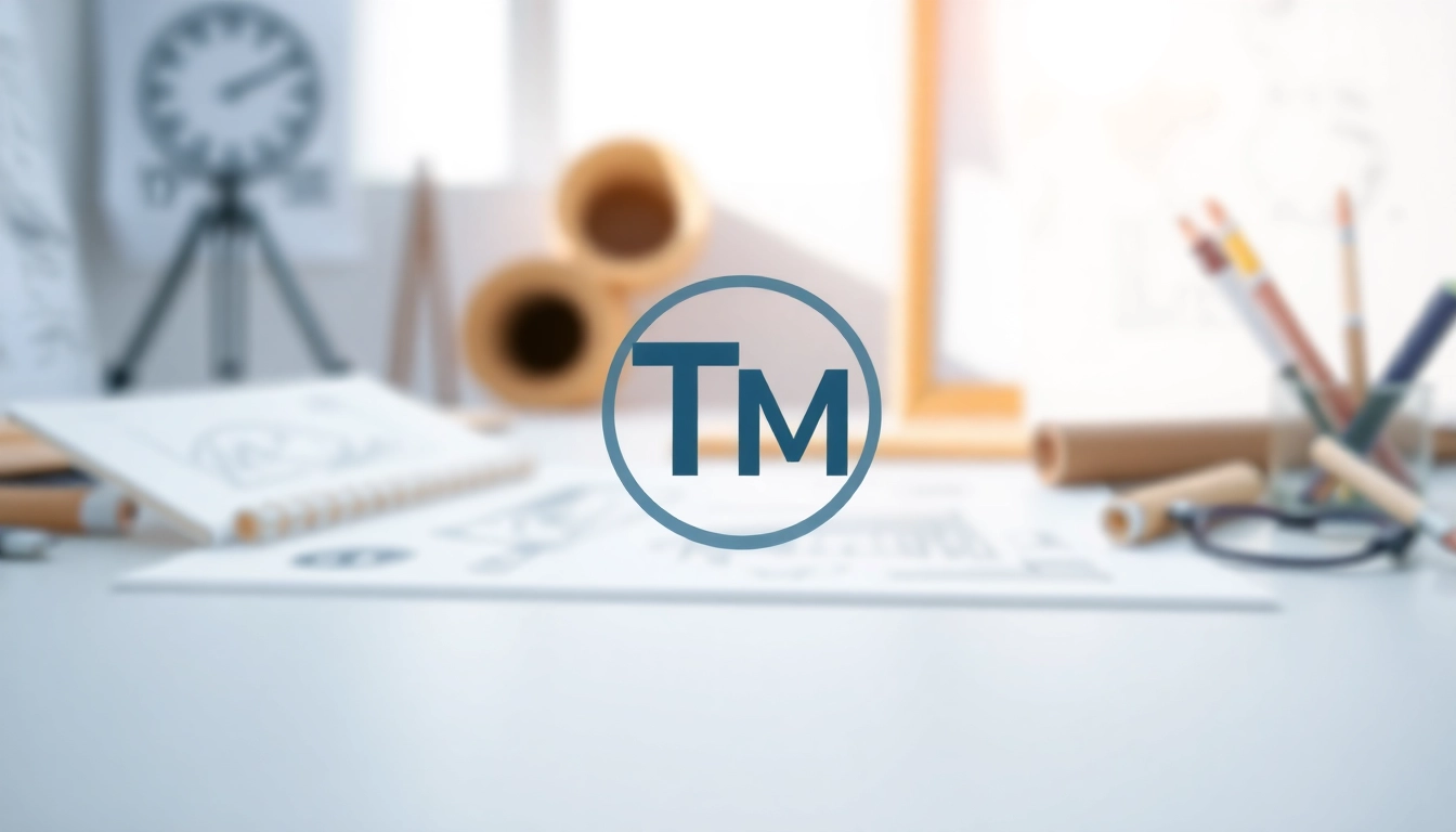 Showcase a trademark logo in a professional, minimalist design setting with integrated trademark symbol.