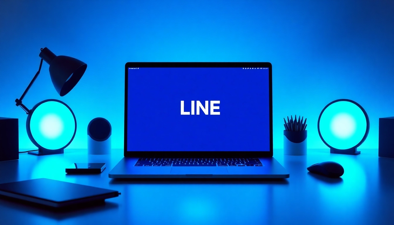 Download line電腦版官方下載 on a stylish laptop with a sleek interface and vibrant colors.