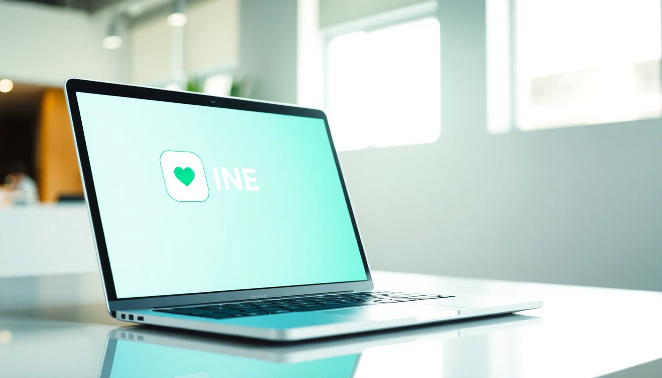 Download the line電腦版官方下載 on a sleek laptop showcasing its vibrant interface.