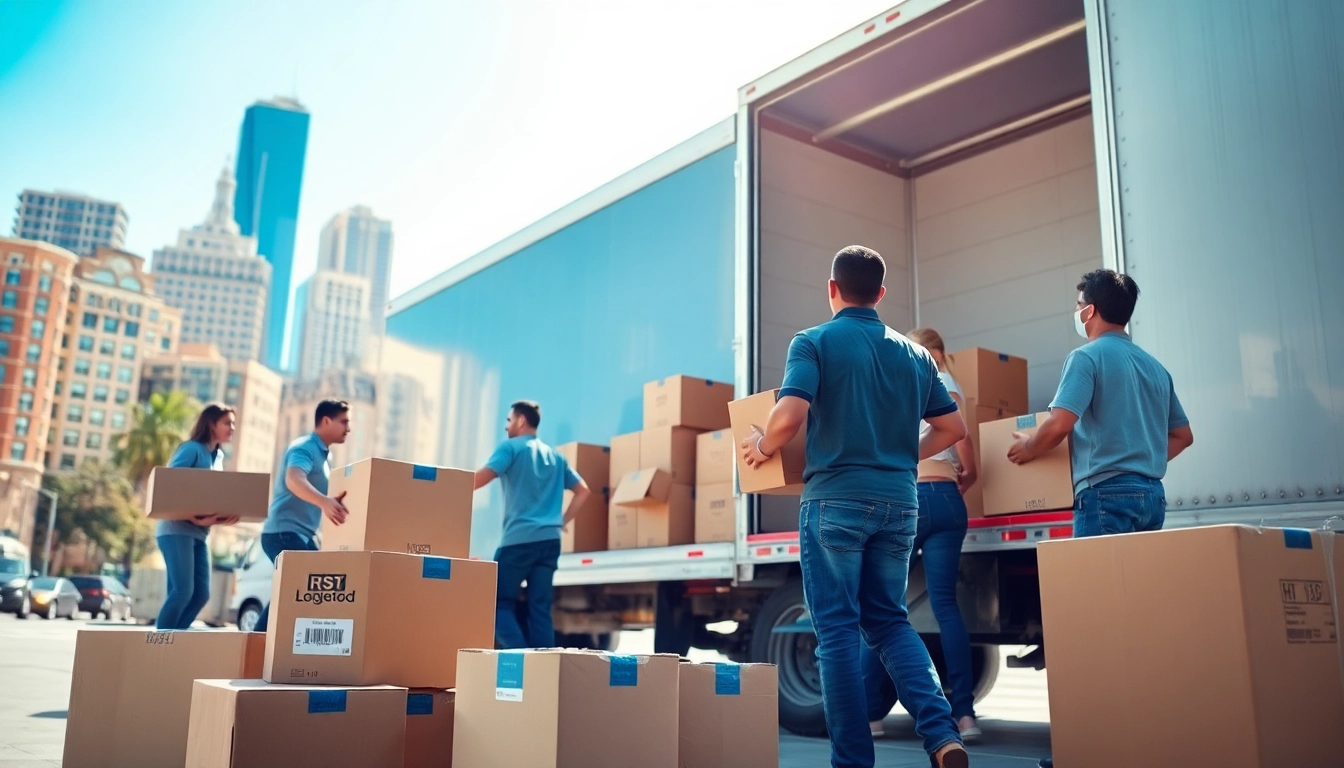Hire cheap movers efficiently loading household items in a bustling city.