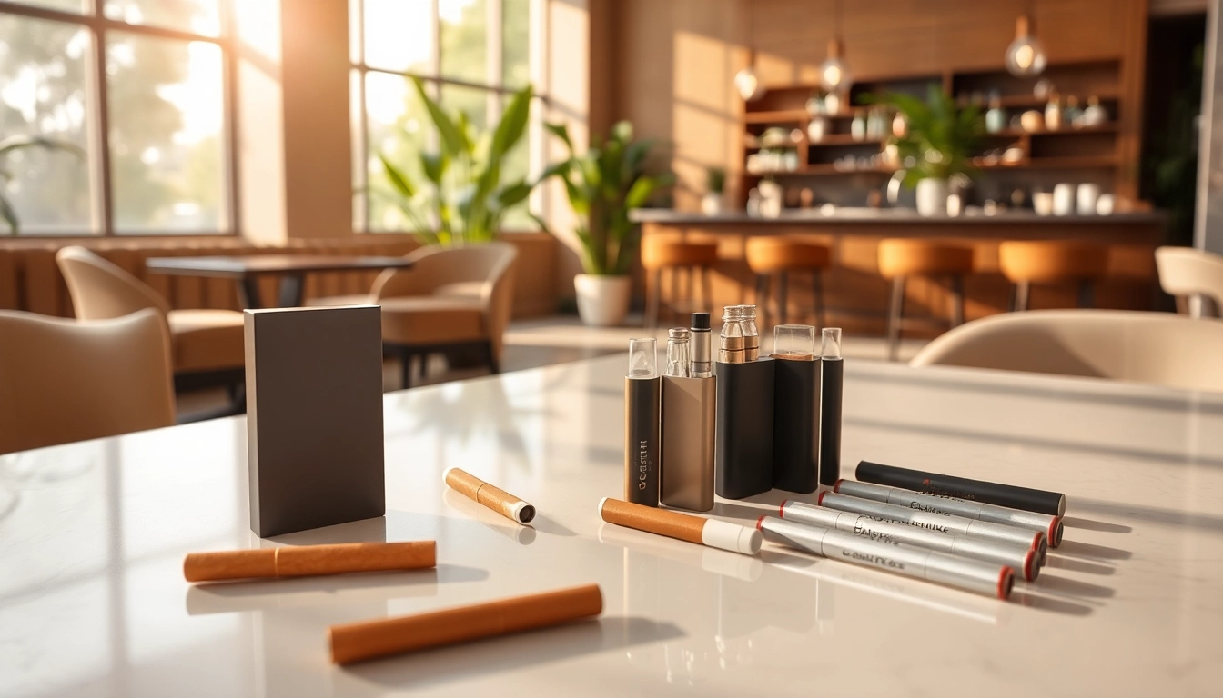 Evaluate nicotine free cigarettes presented in a modern lounge, emphasizing sophistication and health.