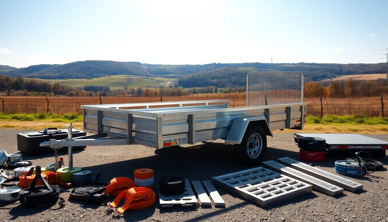 Explore a utility trailer for sale in Massachusetts, highlighting its features and accessibility in a vibrant outdoor setting.