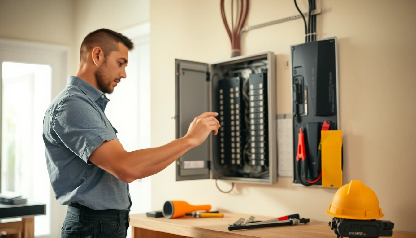 Electrician conducting an Electrical Panel Upgrade with focus on safety and precision