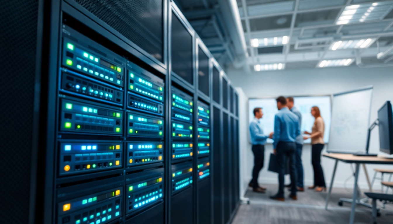 Showcase of network infrastructure highlighting modern technologies in a productive office.
