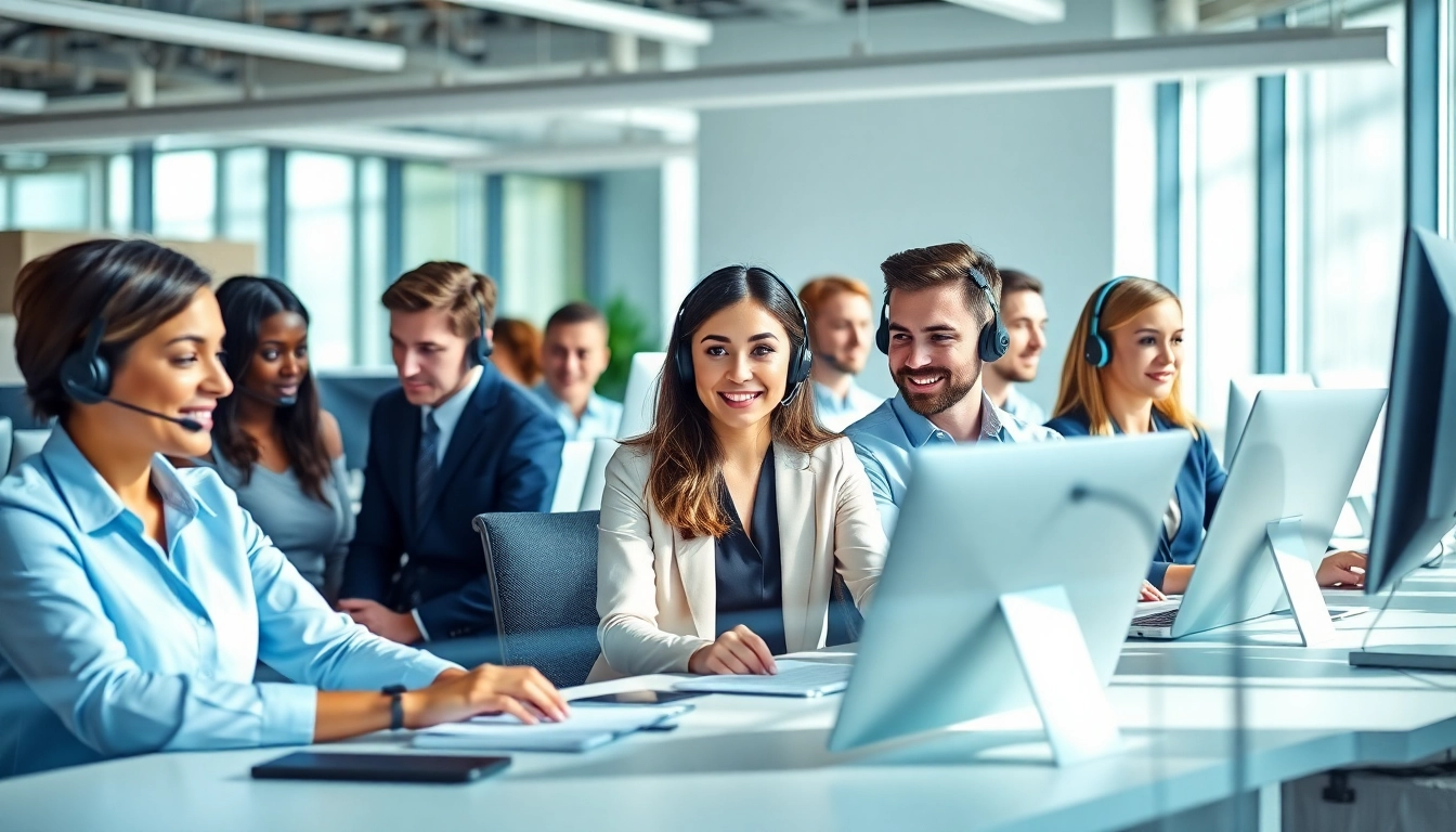 Agents providing Call center services in a modern office environment to ensure customer satisfaction.
