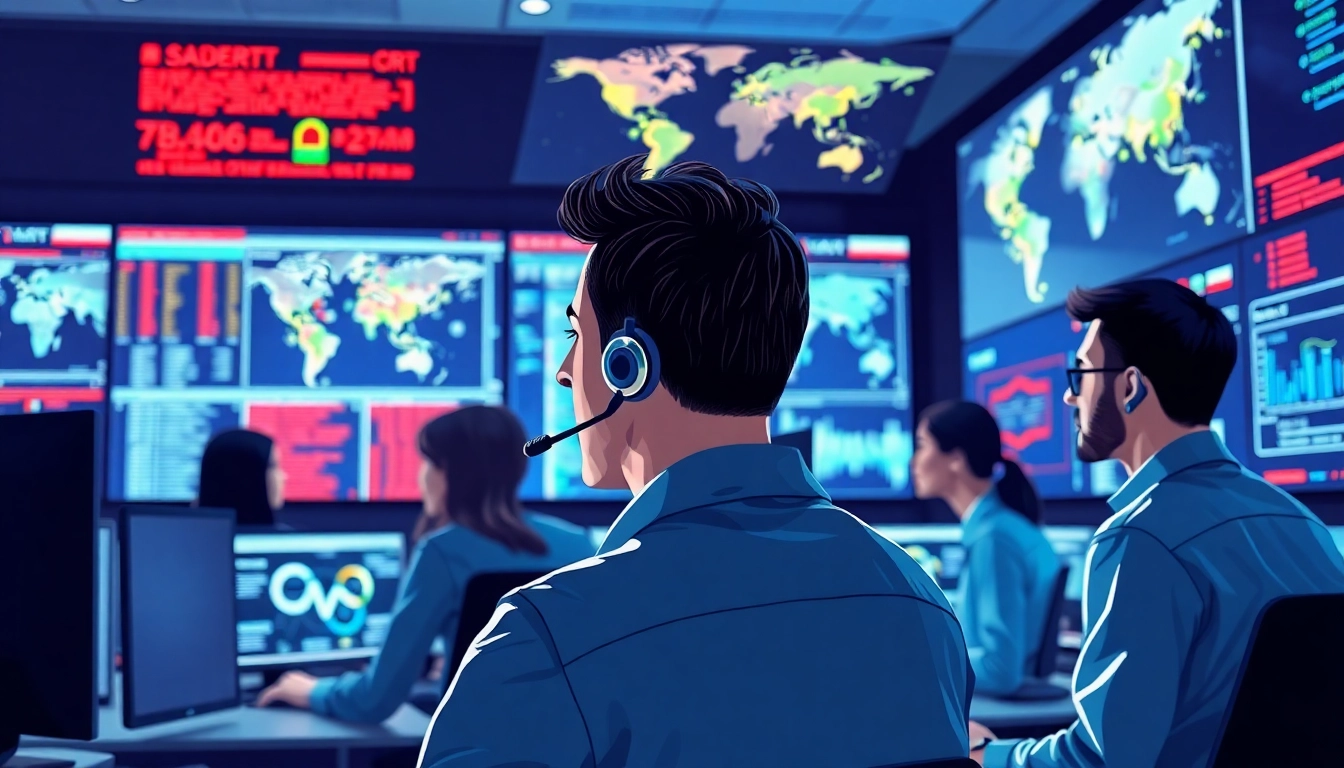 CIRT team actively monitoring cybersecurity threats in a high-tech operations center.