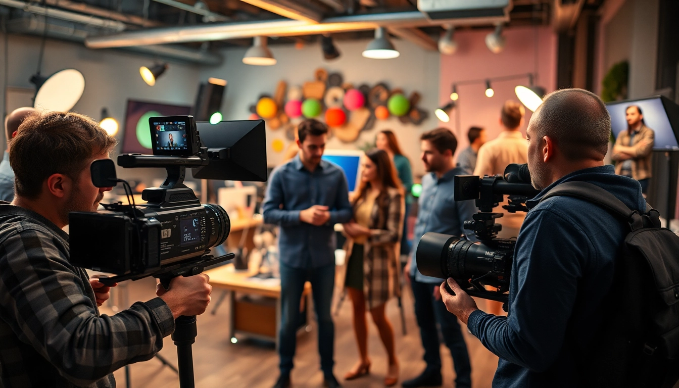 Edmonton production companies showcase a collaborative video studio environment with professionals engaged in creative work.