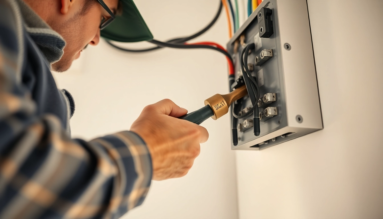 Electrician upgrading an Electrical Panel Clearwater in a home, showcasing expertise and safety.
