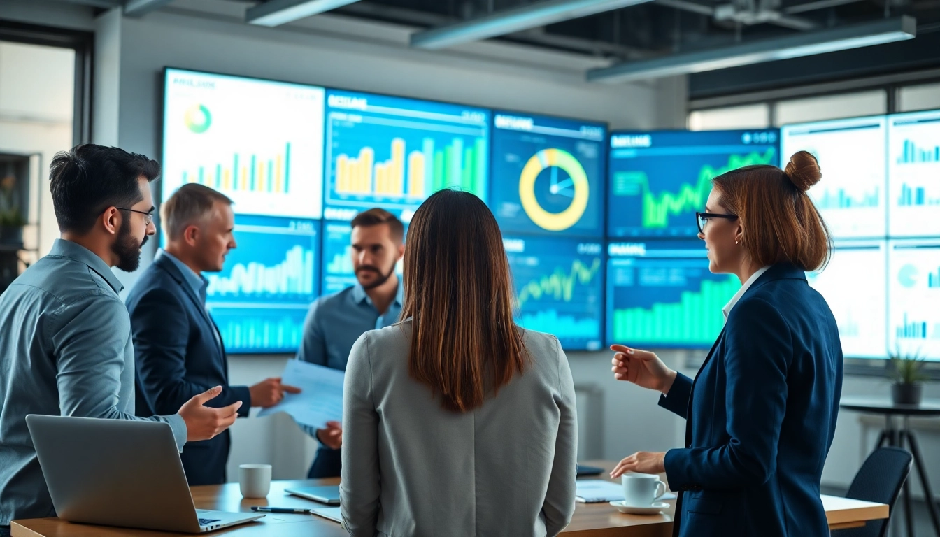 Analyze ai for competitive intelligence data with a diverse team in a high-tech office