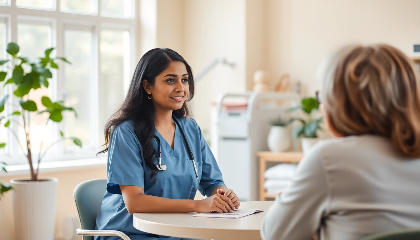Nurse discussing recovery options in the VDAP Program in Alabama at a supportive rehabilitation center.