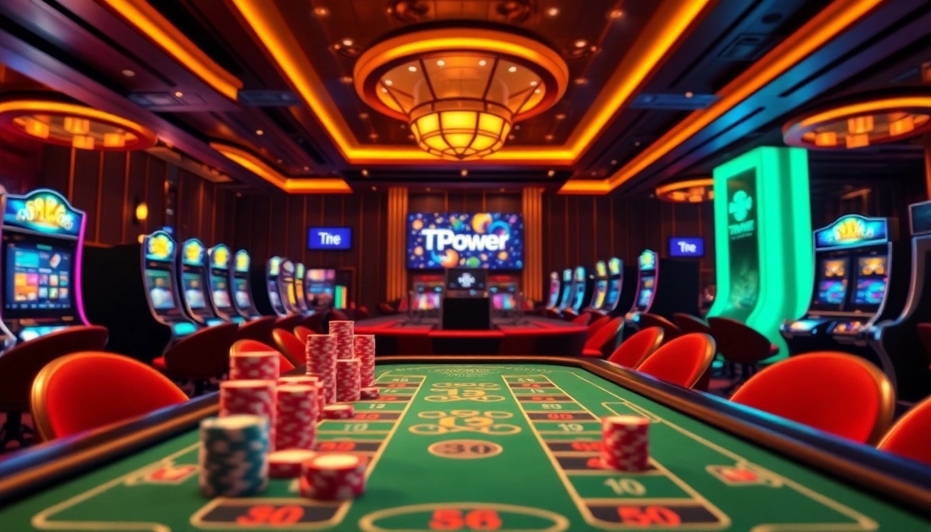Experience the thrill of TPower casino with a vibrant gaming atmosphere, luxurious setting, and engaging gameplay.
