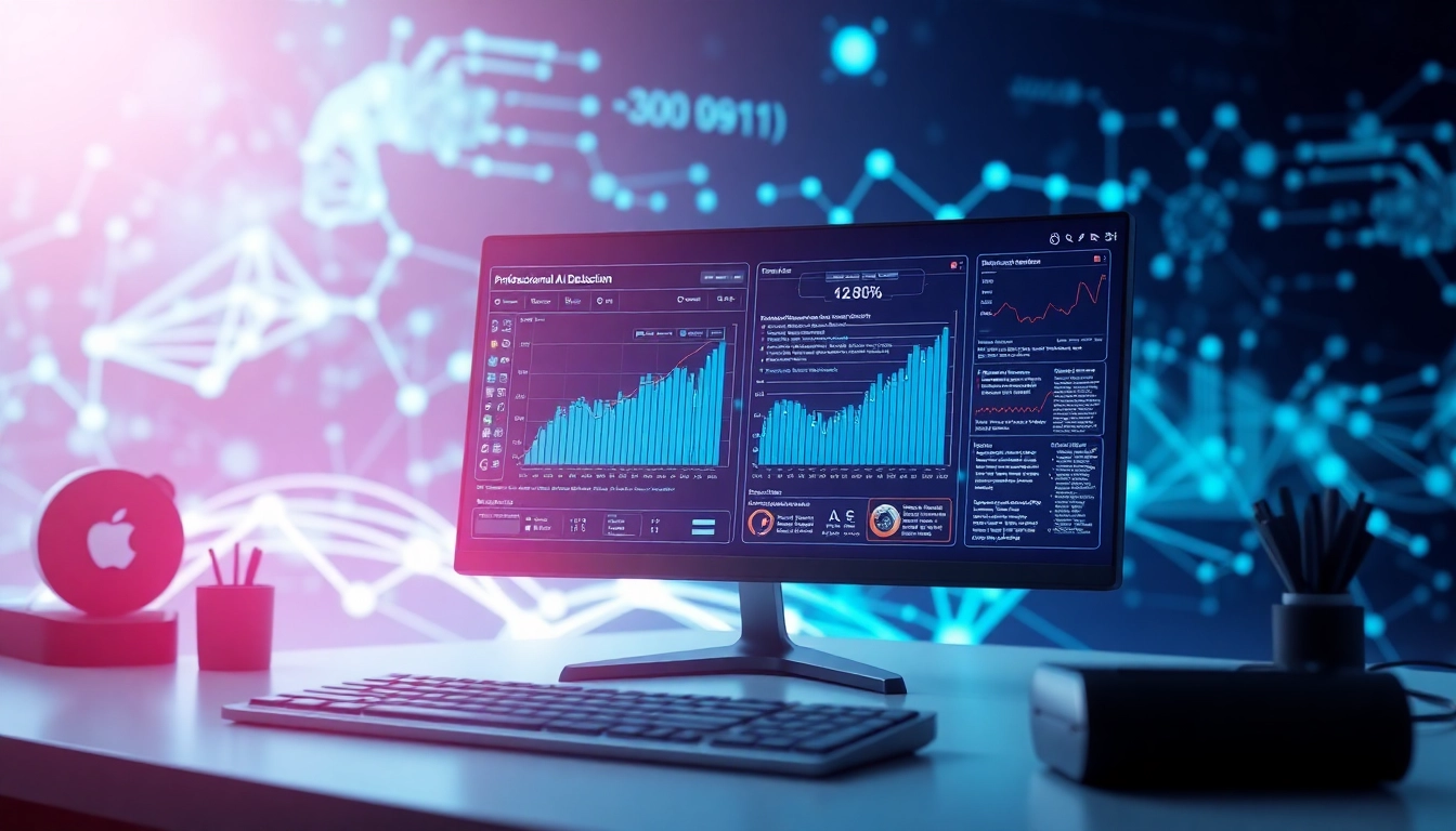 Visualizing ai detection with a modern analytical tool in a futuristic workspace.