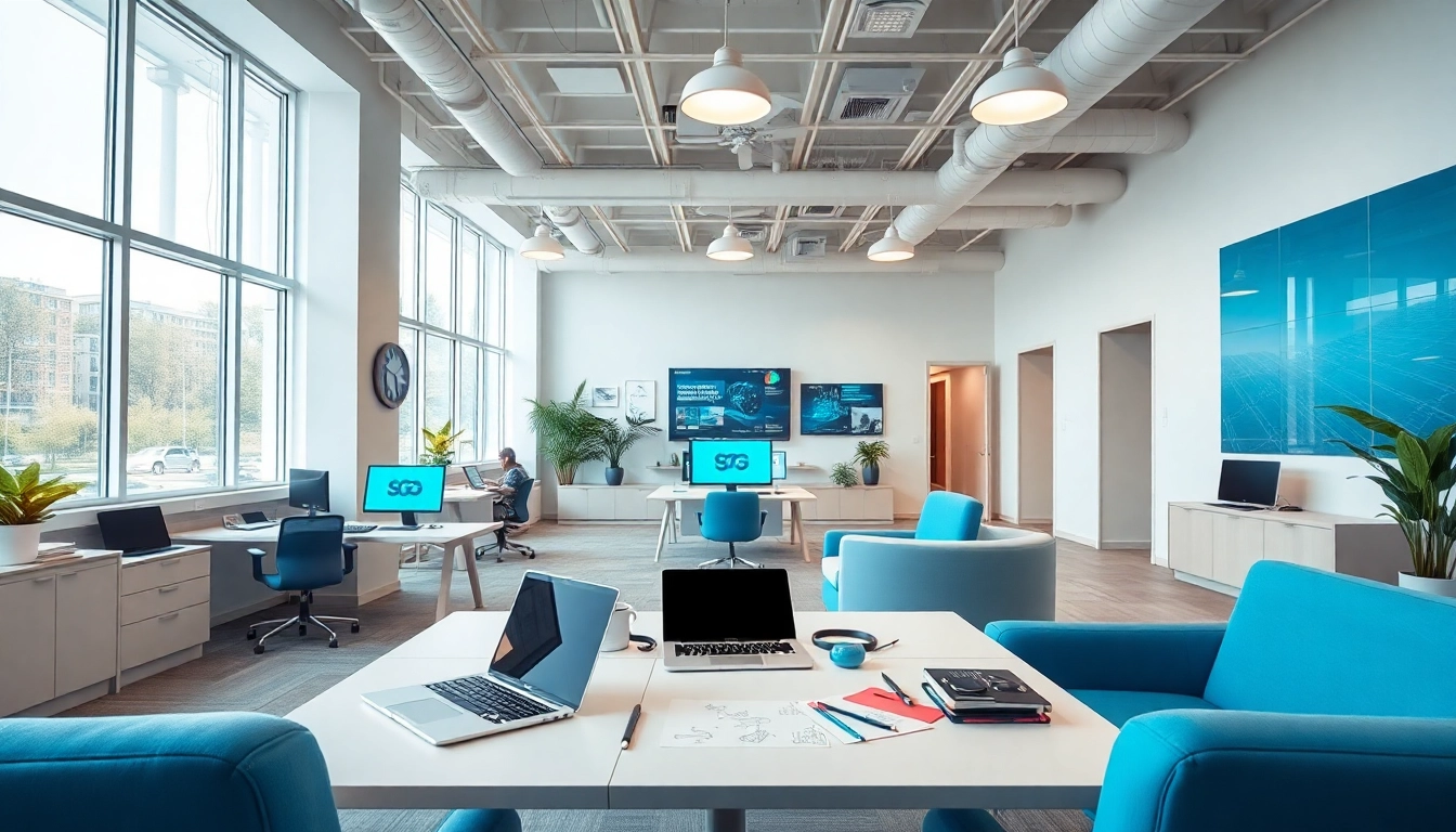 Showcasing website design in Kansas City with a modern office setup and creative workspace.