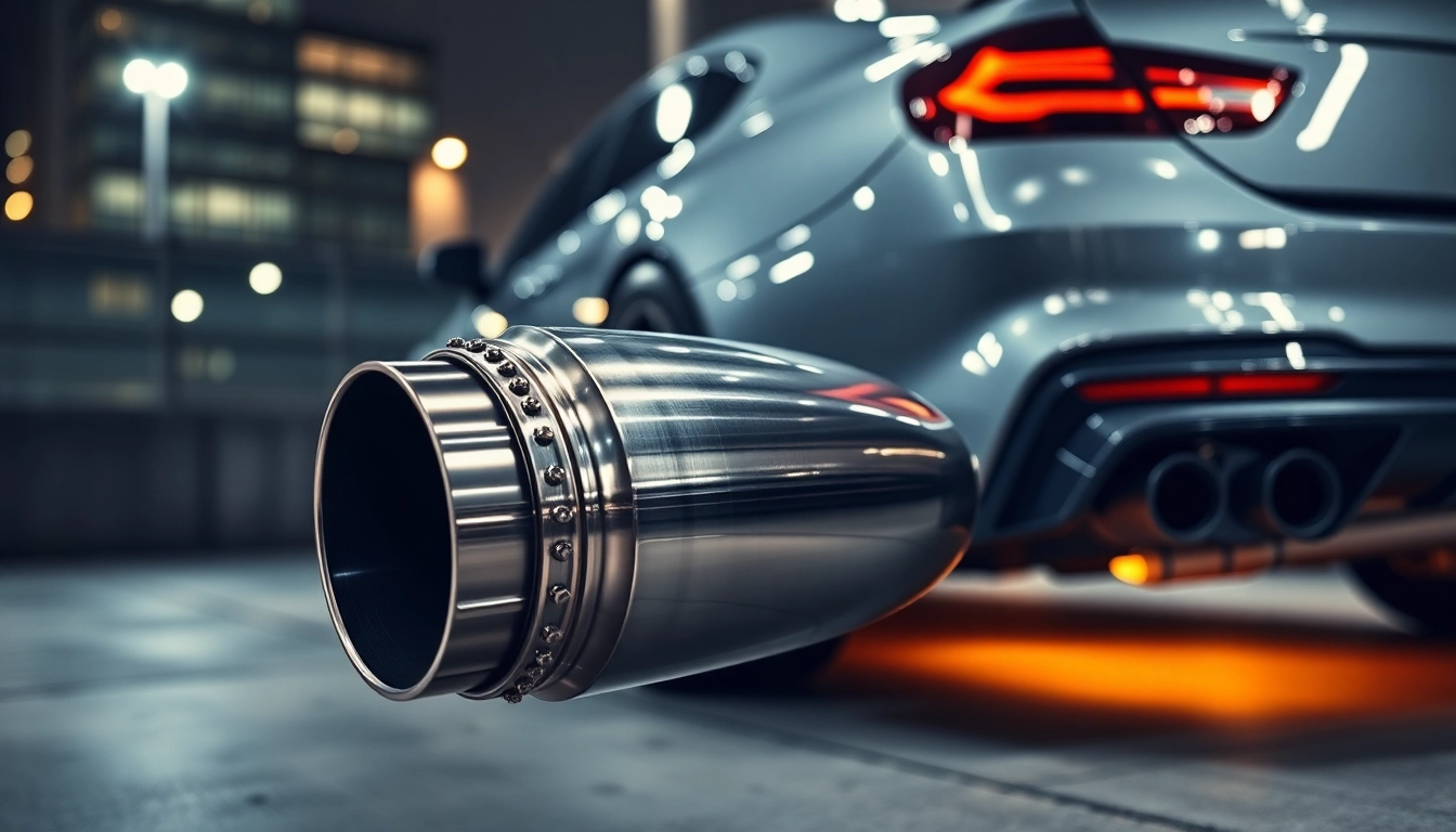 Showcasing a catless downpipe n55 on a high-performance sports car with a metallic finish.