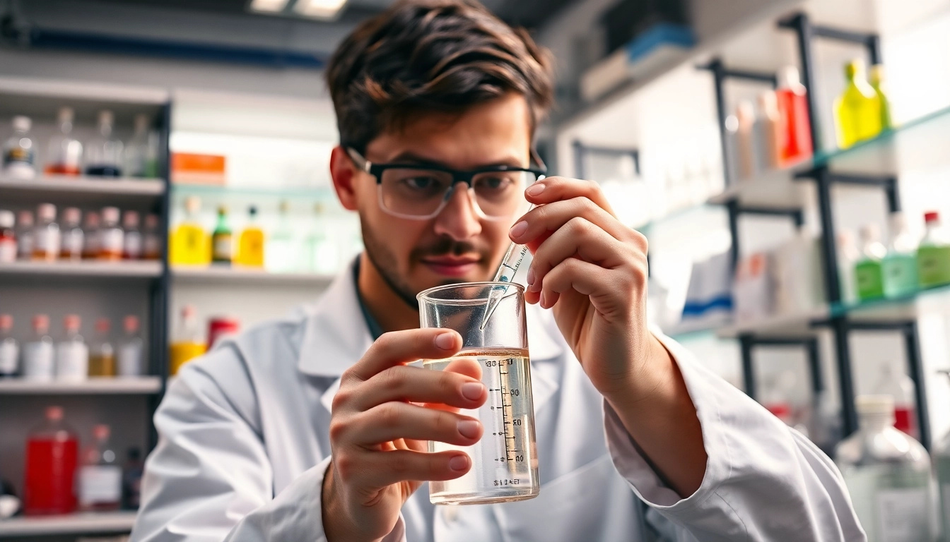 Scientist measuring Sodium Carboxymethyl Cellulose in a lab for research.