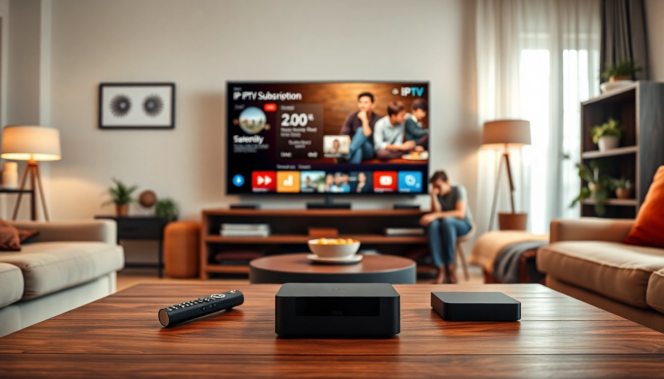 Engage with your IPTV subscription in a cozy home entertainment setting.