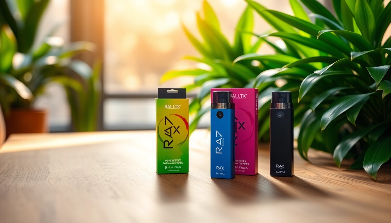 Showcasing RAZ LTX 25K disposable vapes elegantly arranged on a wooden table.