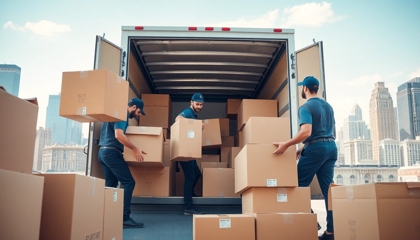Best movers nyc team efficiently packing and loading boxes during a move.