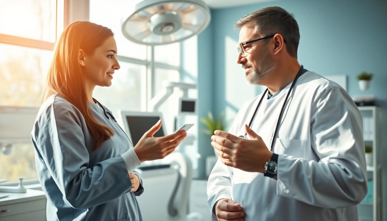 Informative discussion on Plastische Chirurgie Braunschweig between surgeon and patient.