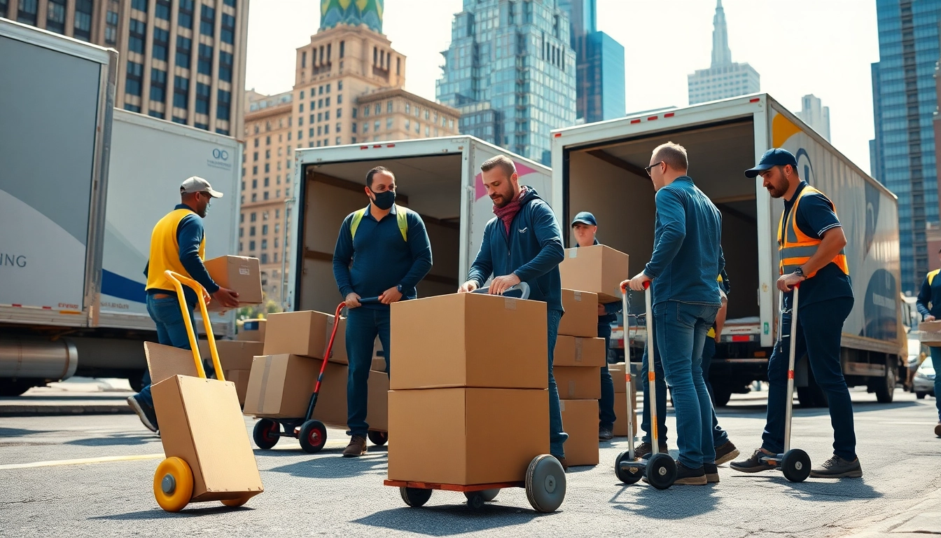 Efficient Manhattan movers coordinating a city move with teamwork and professionalism.