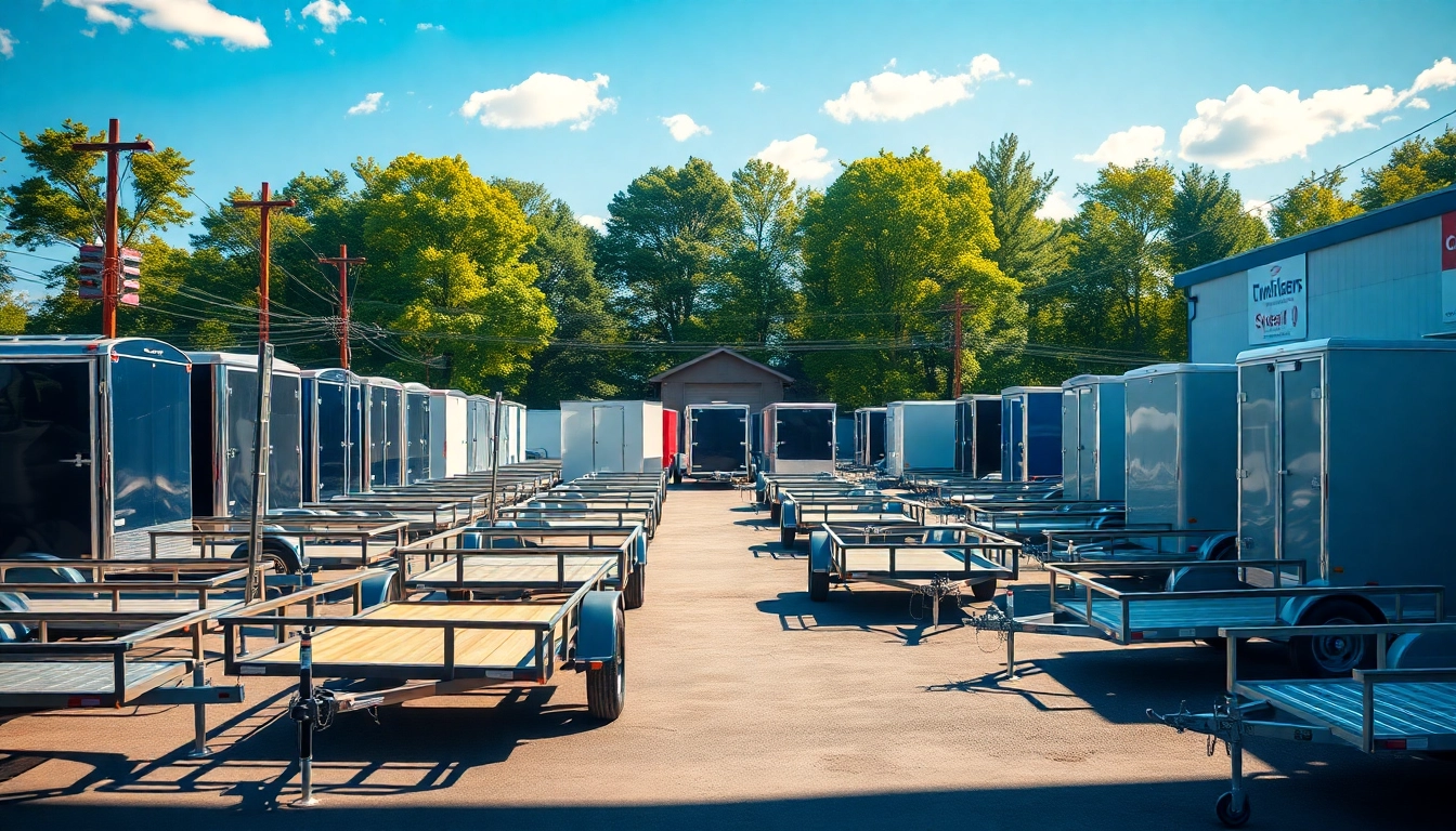 Browse a diverse range of trailers for sale in Massachusetts, showcasing unique features in a well-lit dealership.